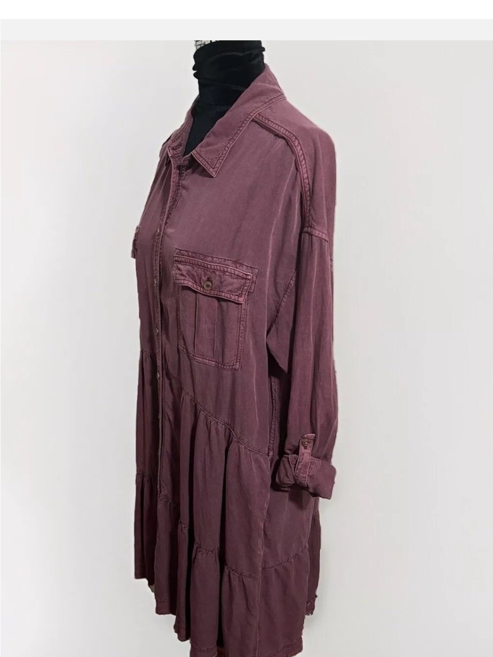 Pilcro‎ Mauve Long-Sleeve Tiered Shirtdress